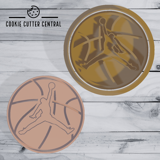 Basketball Air Jordan Cookie Cutter and Embosser - 6.5cm Round