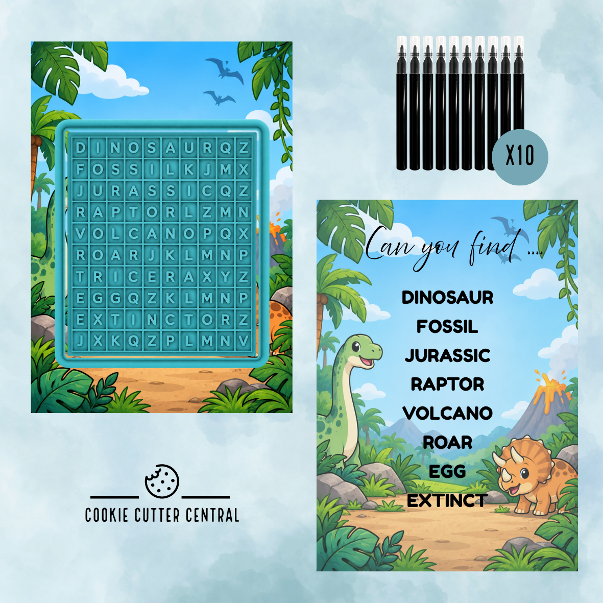 Dinosaur Theme Word Search Cookie Activity Set - Starter bundle