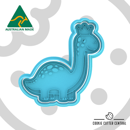 Dinosaur with Crown Cookie Cutter and Embosser - 8.7cm x 8.4cm