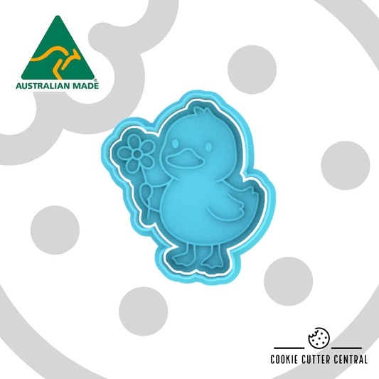 Duck with Flower Cookie Cutter and Embosser - 7.8cm x 6.9cm