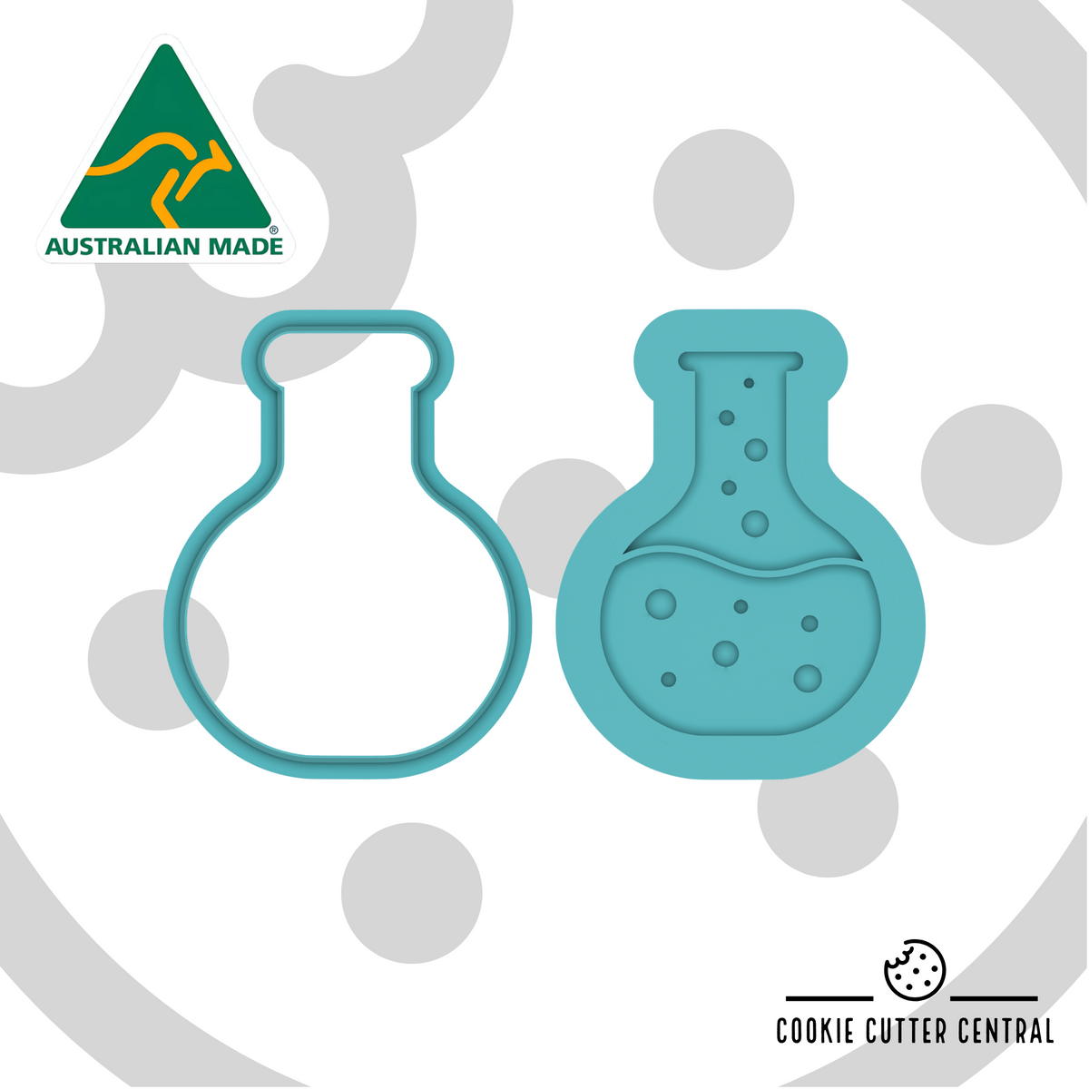 Science Flask Cookie Cutter and Layered Debosser - 7cm x 5.3cm — cutter and debosser STL render