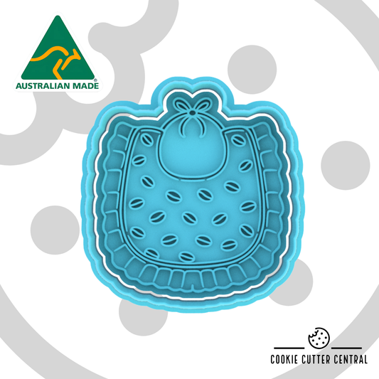 Coffee Bean Frilly Bib Cookie Cutter and Embosser - 6.6cm x 6.2cm