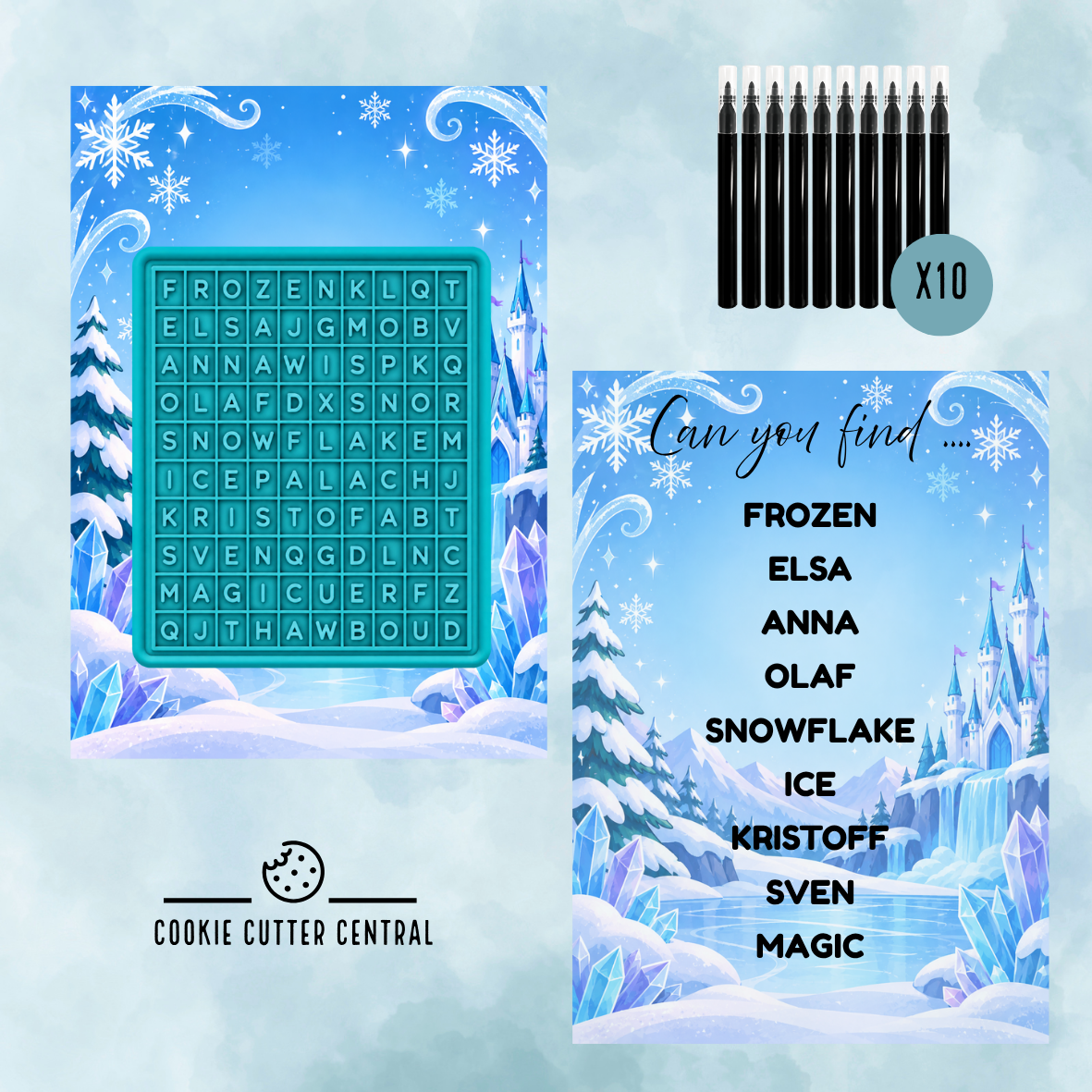 Frozen Theme Word Search Cookie Activity Set - Starter bundle