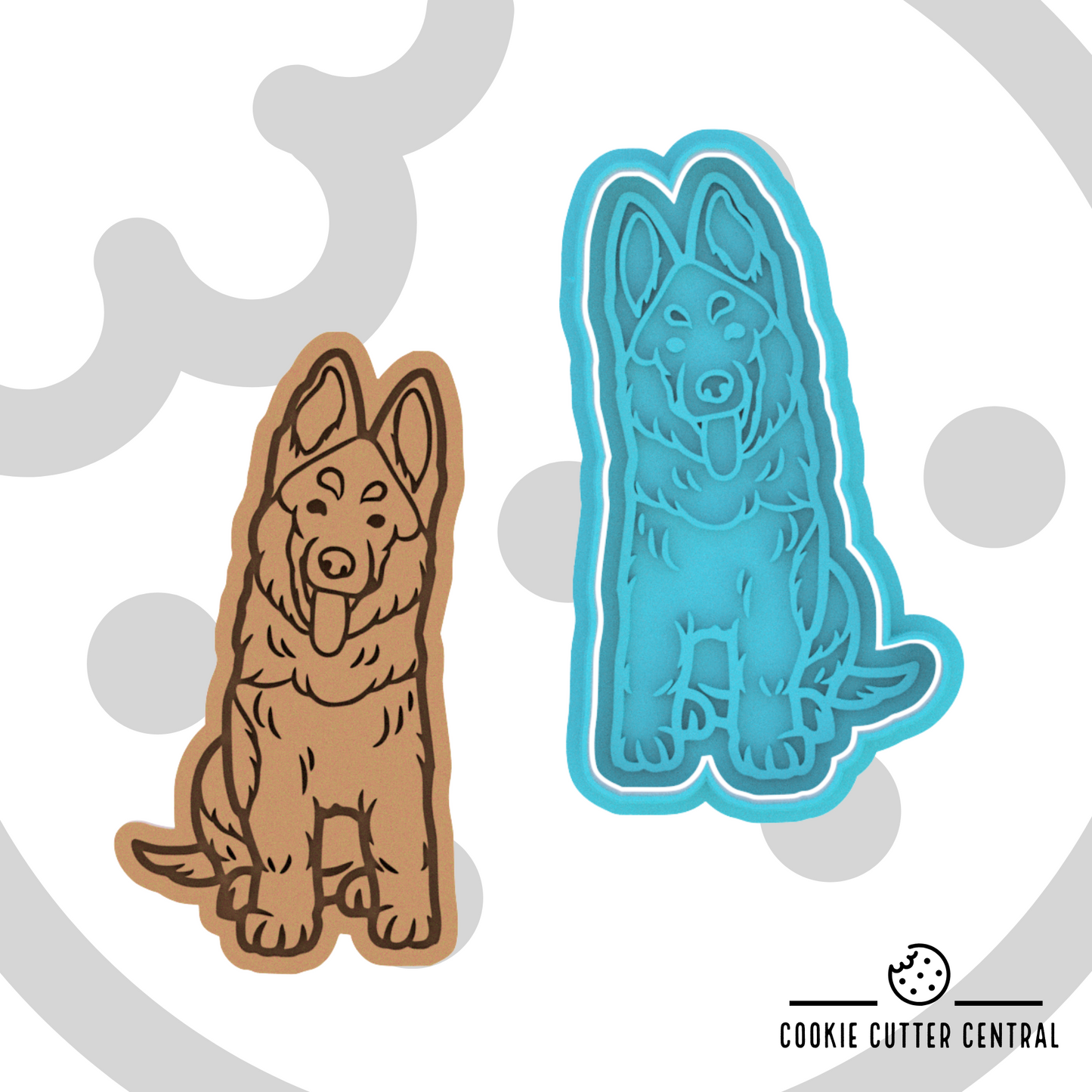 German Shepherd Cookie Cutter and Embosser - 11cm x 6cm