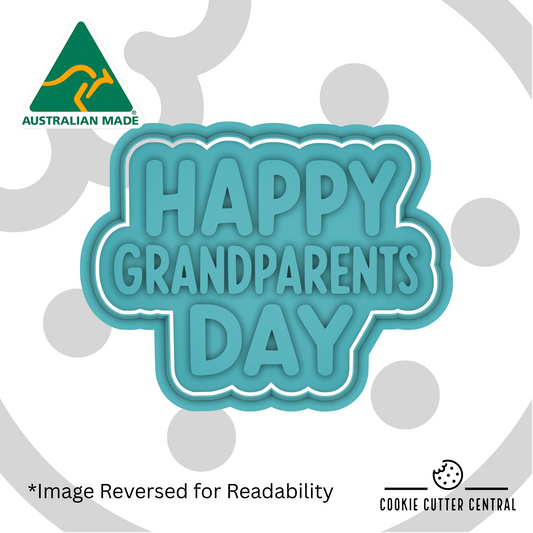 Happy Grandparents Day Cookie Cutter and Embosser - image reversed for readability