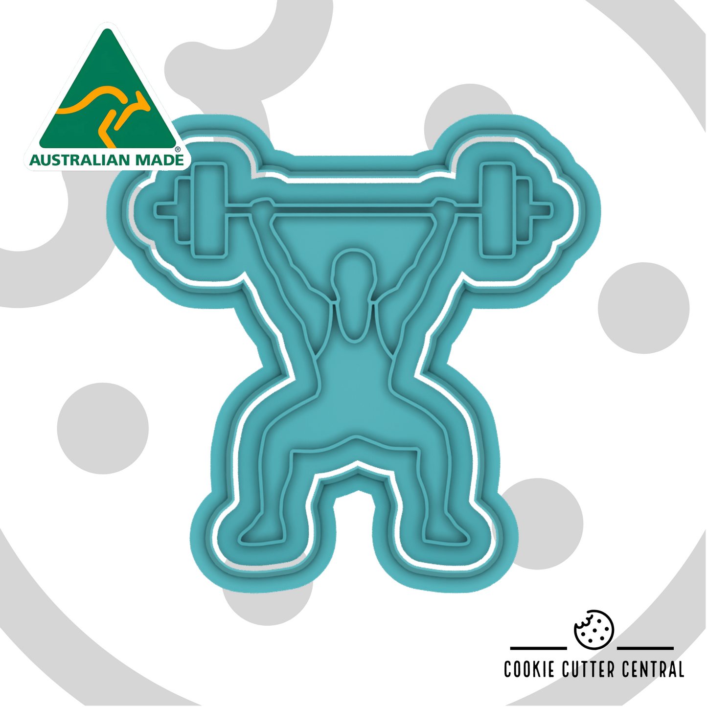 Weightlifter Cookie Cutter and Embosser - 7.7cm x 8cm
