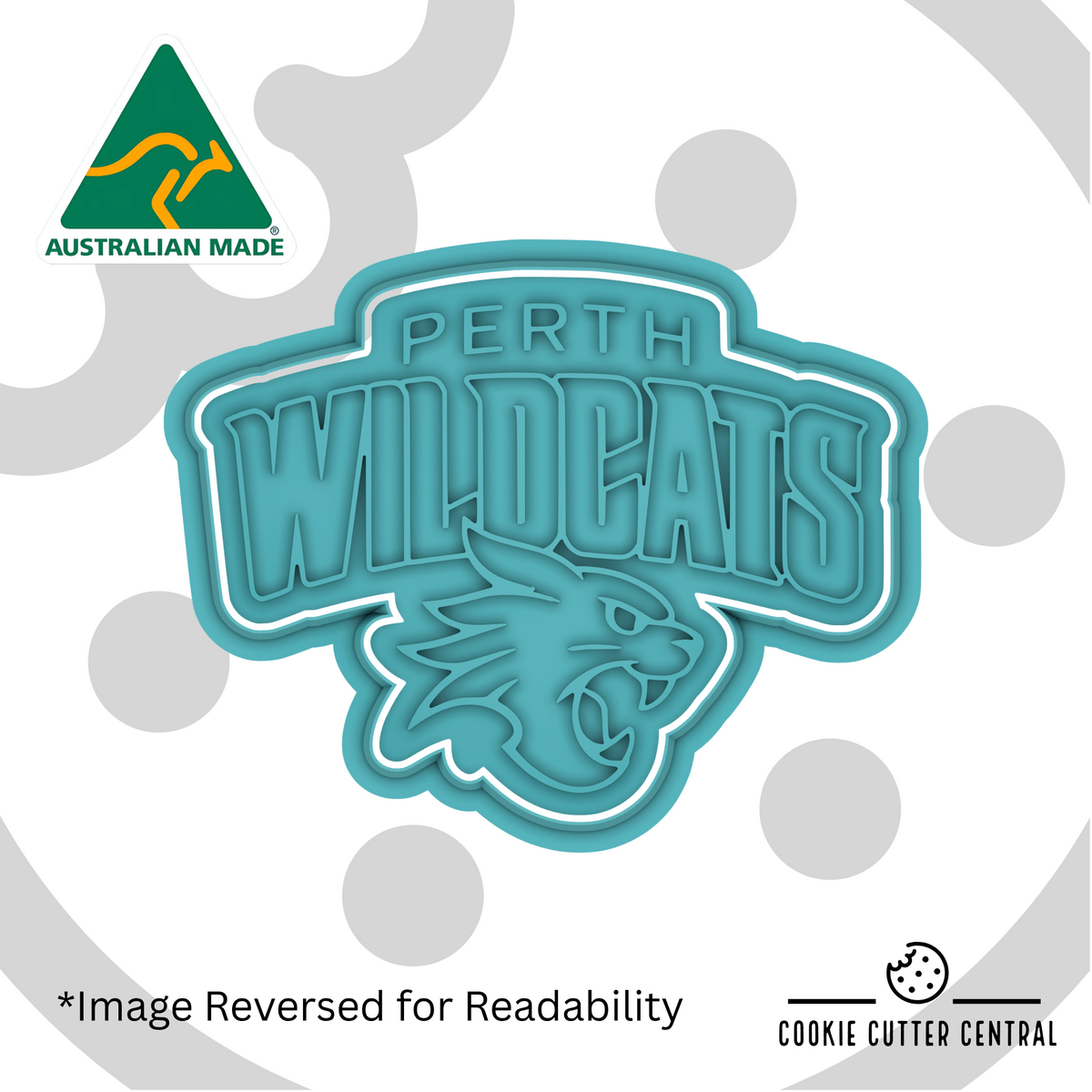 Perth Wildcats Cookie Cutter and Embosser - 7.2cm x 9.2cm