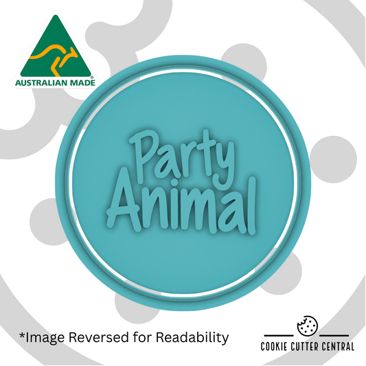 Party Animal Cookie Cutter and Embosser 6.5cm Round