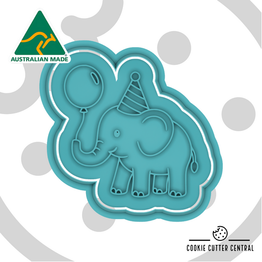 Party Elephant Cookie Cutter and Embosser - 6.8cm x 6.9cm
