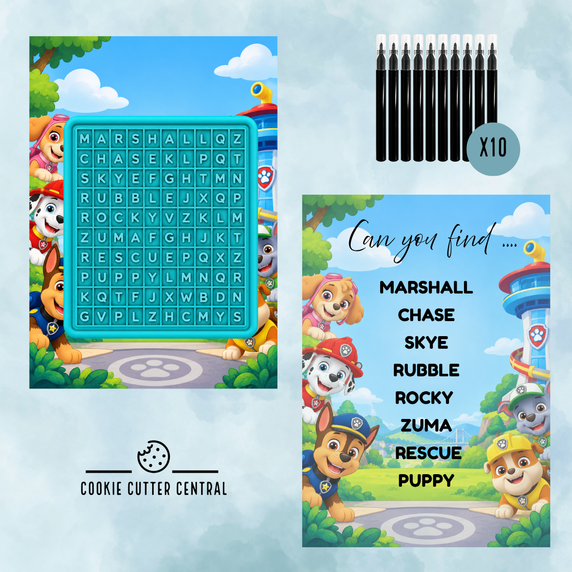 Paw Patrol Theme Word Search Cookie Activity Set - Starter bundle