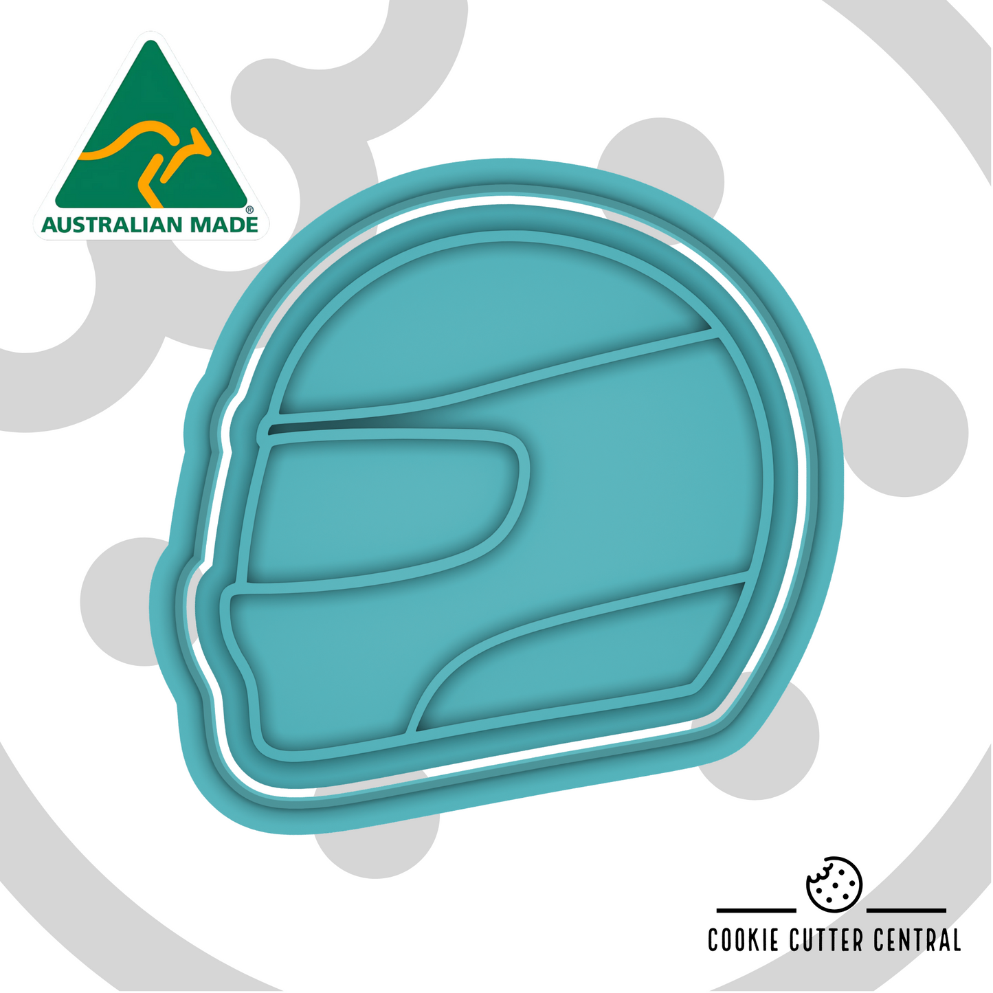 Racing Helmet Cookie Cutter and Embosser - 6.4cm x 6.6cm
