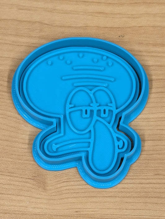 Spongebob Squarepants - Squidward Face Cookie Cutter and Embosser -  7.4cm x 6.5cm