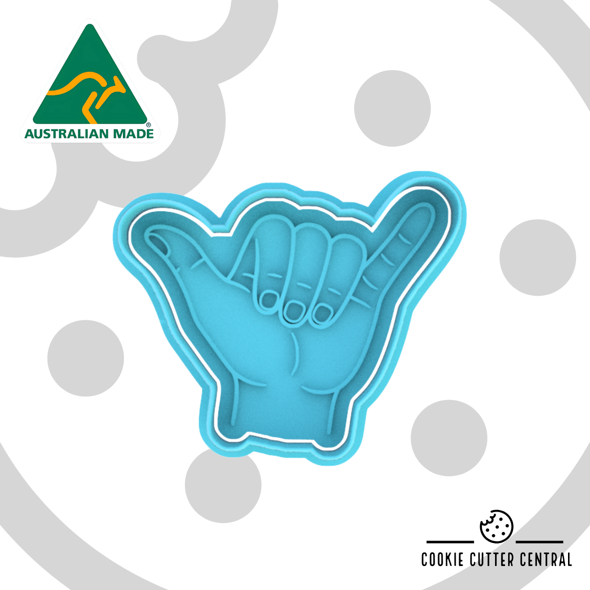 Shaka Hand Cookie Cutter and Embosser - 6.8cm x 8.3cm