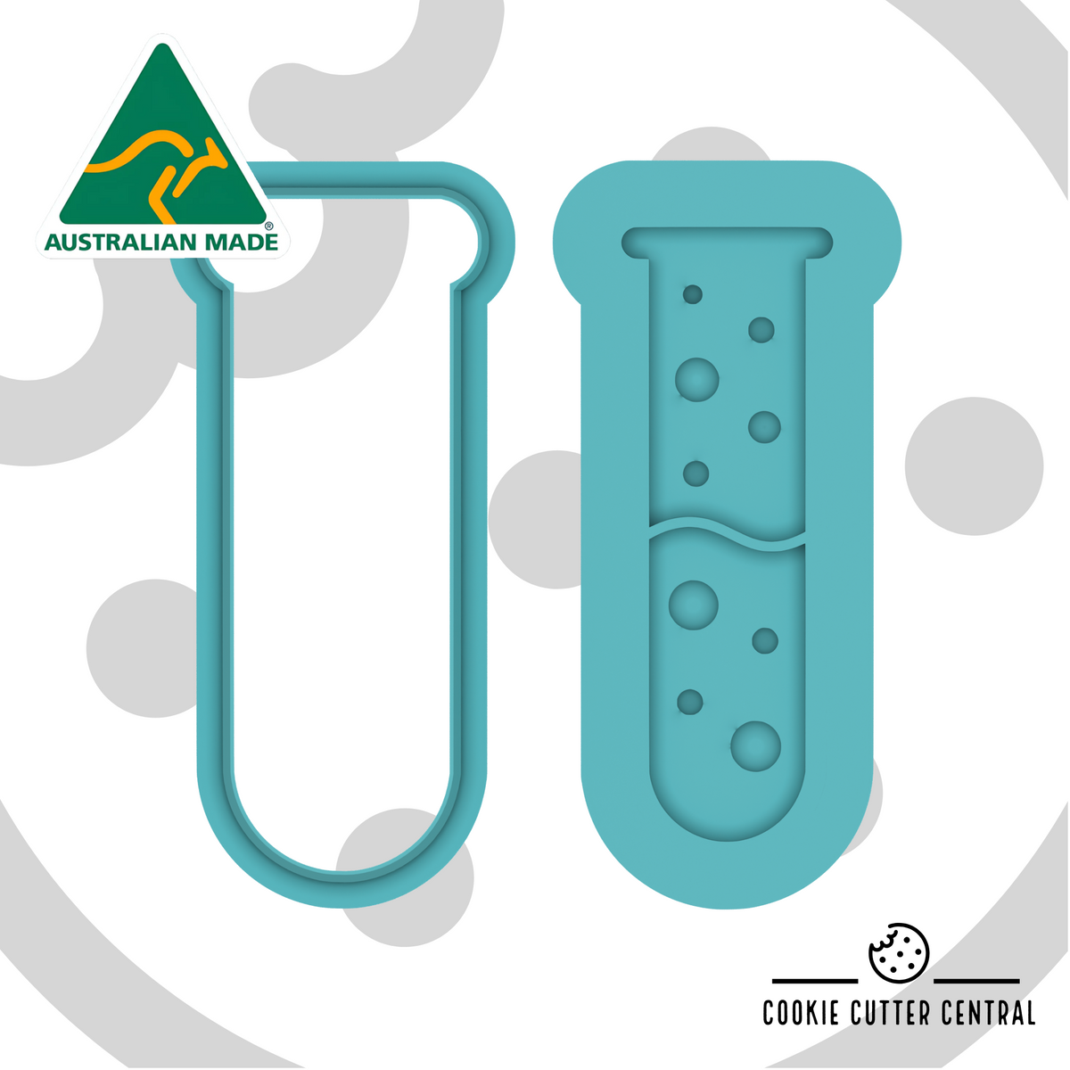 Test Tube Cookie Cutter and Layered Debosser - 7cm x 2.7cm — cutter and debosser STL render