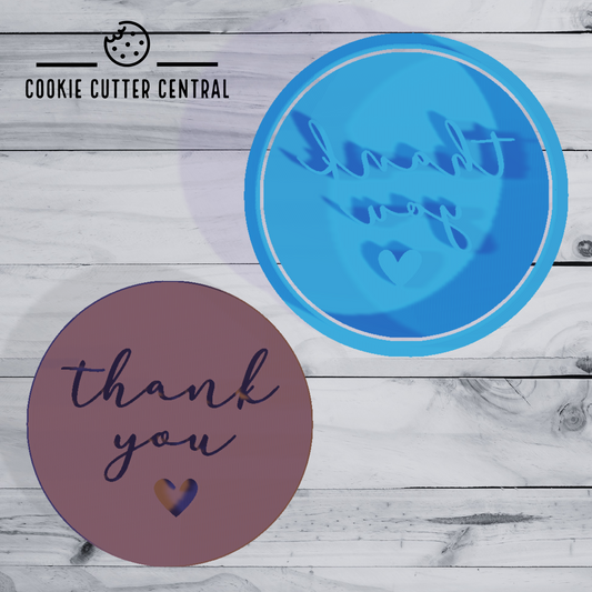 Thank You Cookie Cutter and Embosser Set - 7.5cm Round