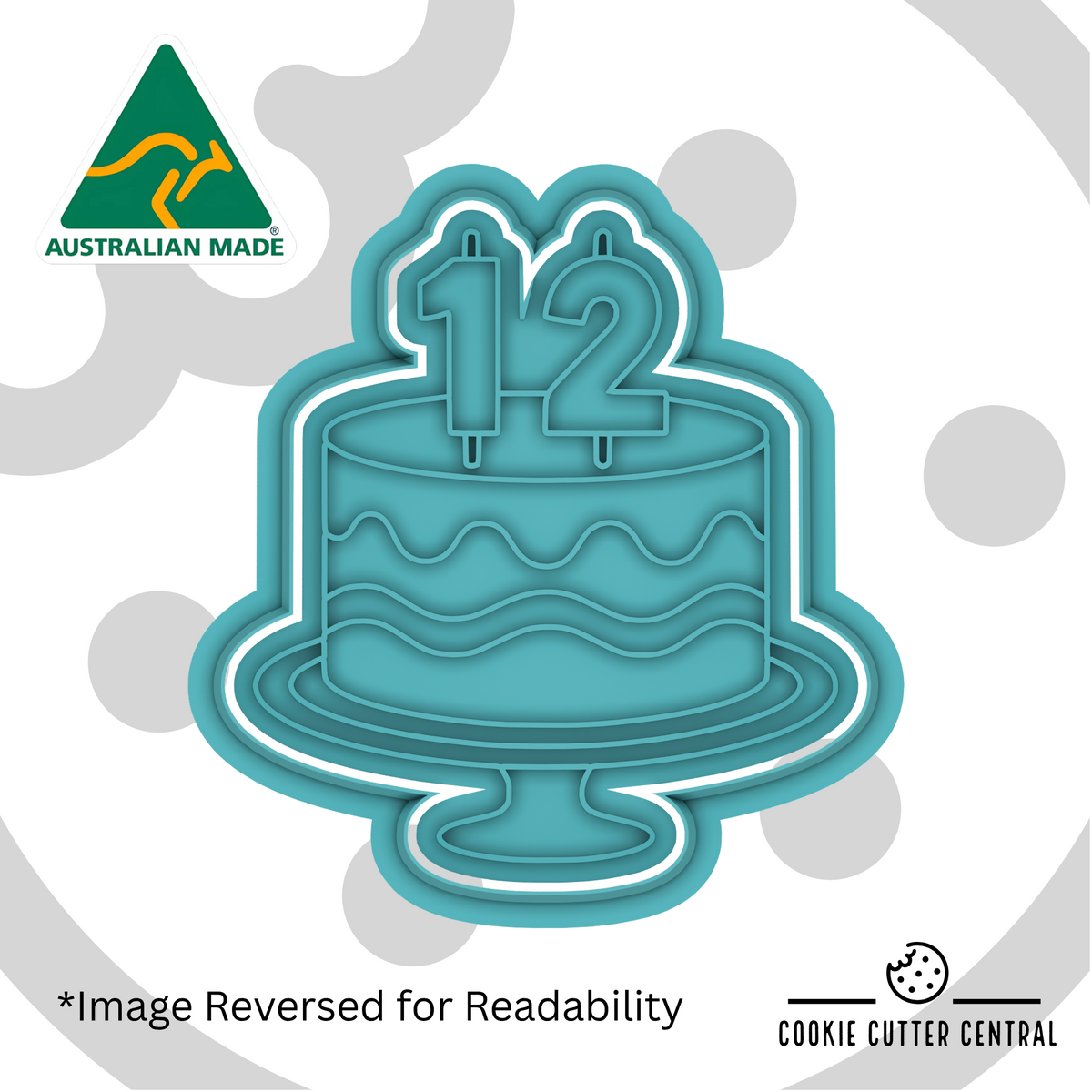 Cake with Number Twelve Candle Cookie Cutter and Embosser - 7.5cm x 6.9cm