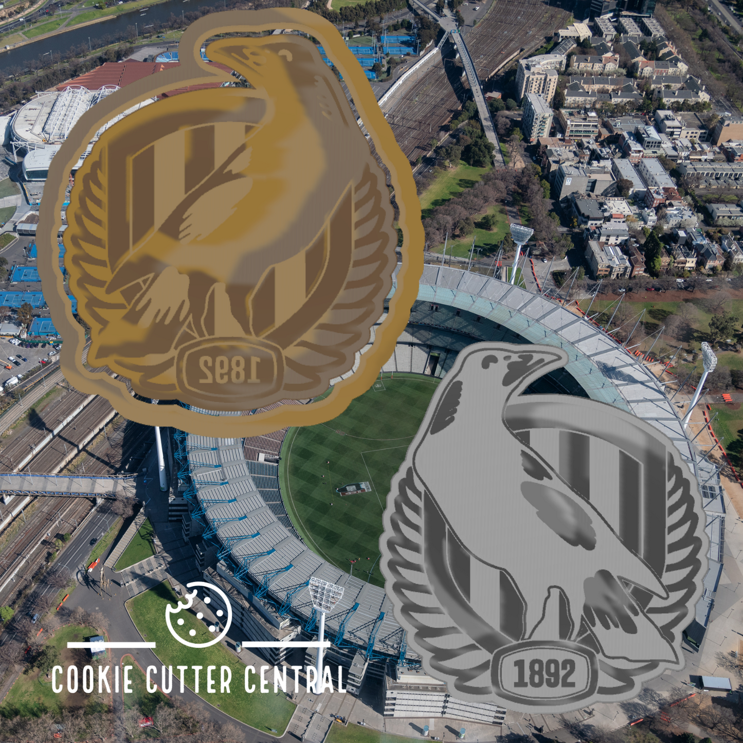 AFL Collingwood Logo Cookie Cutter and Embosser - 7.1cm x 6.3cm
