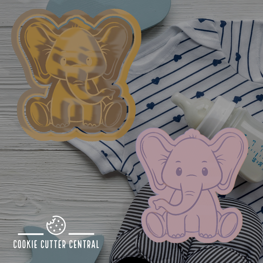 Baby Elephant Cookie Cutter and Embosser - 6.5cm x 6.4cm
