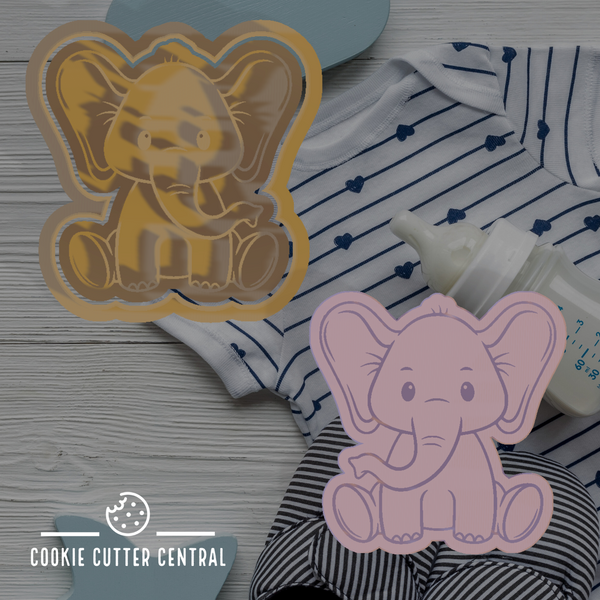 Baby Elephant Cookie Cutter and Embosser - 6.5cm x 6.4cm – Cookie ...