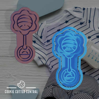 Baby Rattle Cookie Cutter and Embosser - 9.5cm x 4.8cm