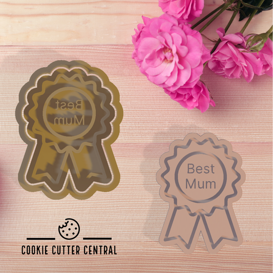 Best Mum Award Cookie Cutter and Embsoser - 7.5cm x 5.6cm