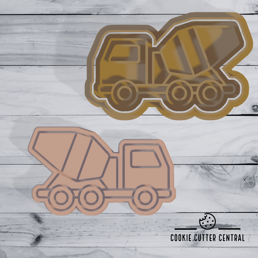 Cement Truck Cookie Cutter and Embosser - 5cm x 8.5cm
