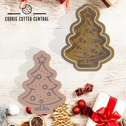 Christmas Tree 2 Cookie Cutter and Embosser - 8.5cm x 6.4cm