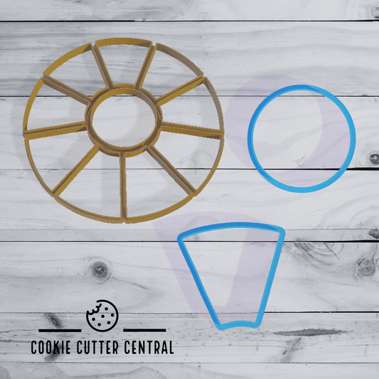 Cookie Platter Cutter Set - (6.66cm Wedge & 7cm Centre)