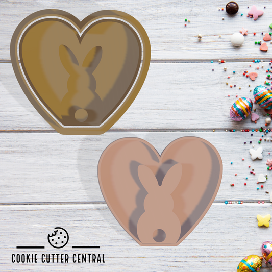Bunny Heart Cookie Cutter and Embosser - 7cm x 6.1cm