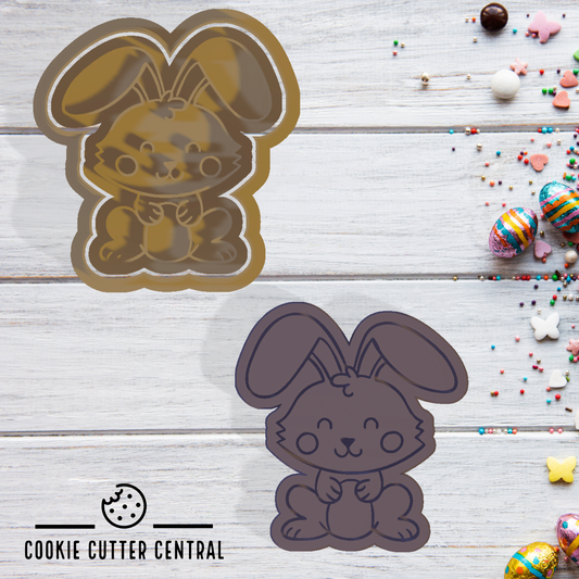 Cute Easter Bunny Cookie Cutter and Embosser - 7.1cm x 6.6cm