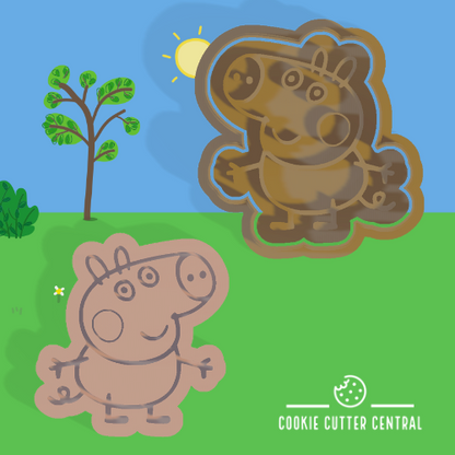 George Pig Cookie Cutter and Embosser - 6.9cm x 6.6cm