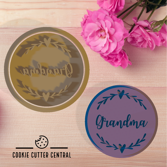 Grandma Cookie Cutter and Embosser - 6.5cm Round