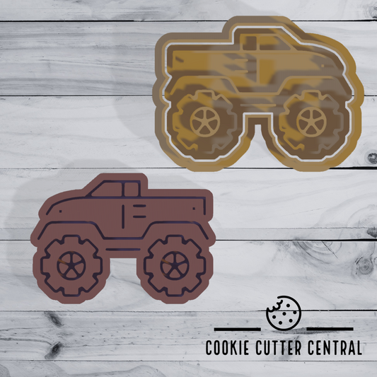 Monster Truck Cookie Cutter and Embosser - 5.4cm x 7.7cm