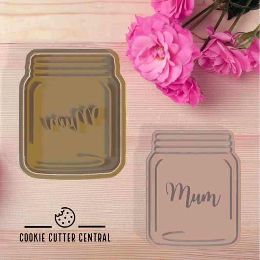 Mother's Day Mason Jar Cookie Cutter and Embosser - 11.5cm x 9.2cm