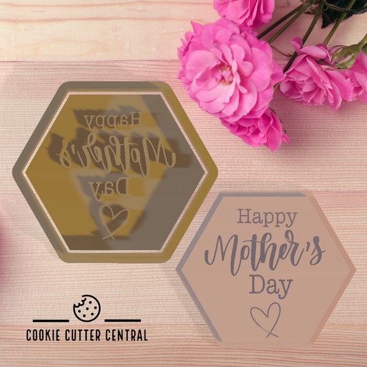 Happy Mother's Day Hexagon Cookie Cutter and Embosser - 6.2cm x 7.1cm