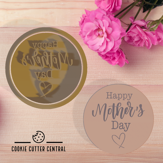 Happy Mother's Day Cookie Cutter and Embosser - 6.5cm Round