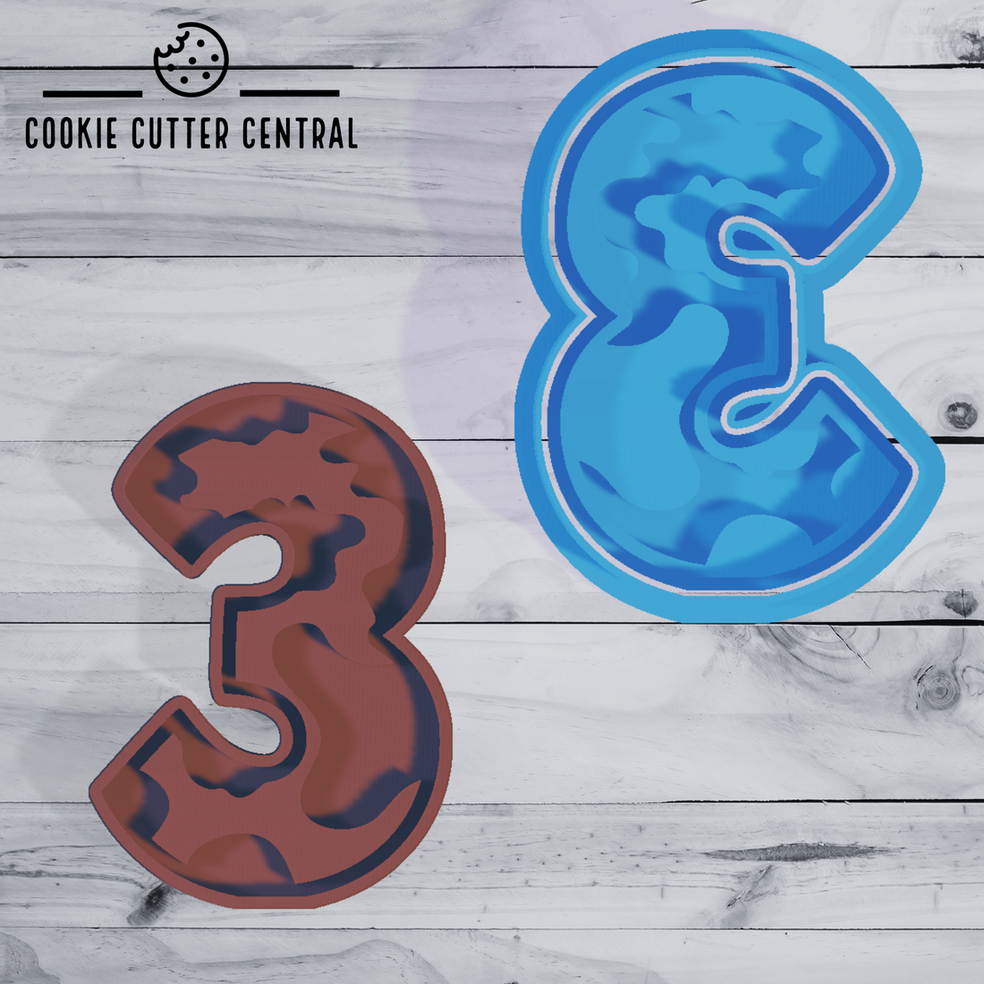 Number Set (Cow Print) Cookie Cutter and Embosser Set Cookie Cutter