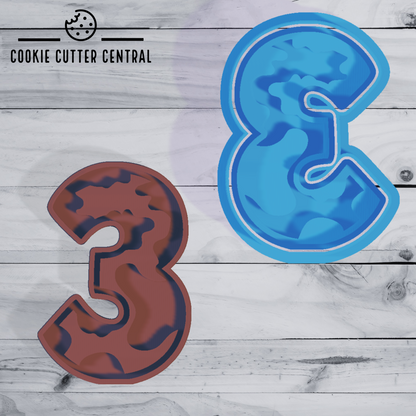 Cow Print Number Cookie Cutter and Embosser Set