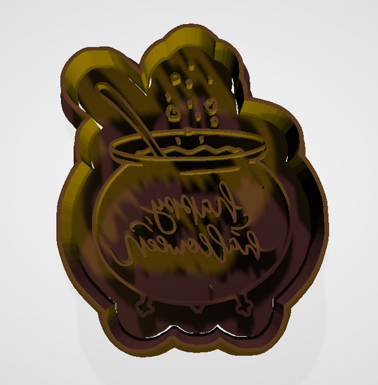 Happy Halloween Cauldron Cookie Cutter and Embosser - 7.5cm x 5.9cm
