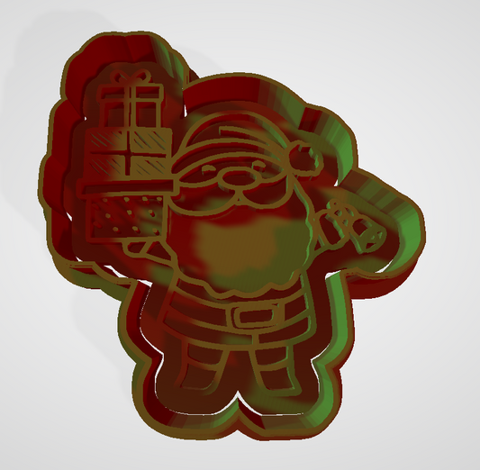 Christmas Santa with Presents Cookie Cutter and Embosser - 7.6cm x 7cm