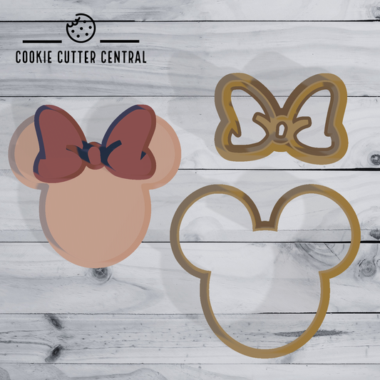Minnie Mouse Cookie Cutter with Bow Imprint Cutter - 7.4cm x 6.7cm