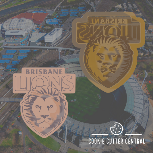 AFL Brisbane Lions Logo Cookie Cutter and Embosser - 6.4cm x 7.2cm