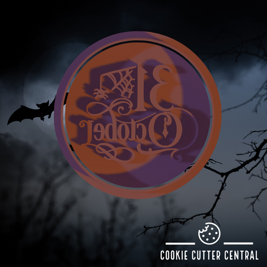 31 October (Halloween) Cookie Cutter and Embosser - 6.5cm Round x 1.3cm