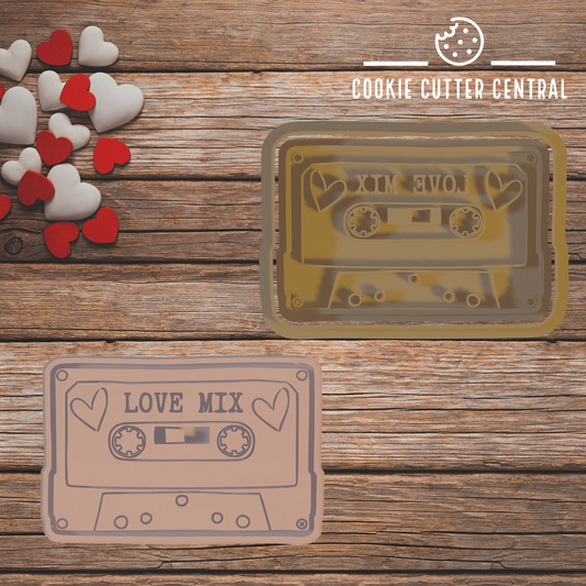 Love Mix Cassette Cookie Cutter and Embosser - 5.5cm x 8.2cm