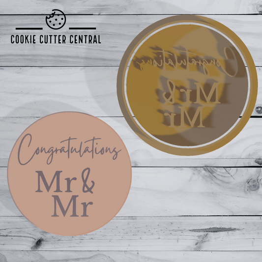 Congratulations Mr and Mr Cookie Cutter and Embosser - 6.5cm Round