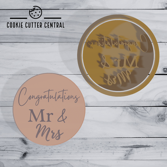 Congratulations Mr and Mrs Cookie Cutter and Embosser - 6.5cm Round