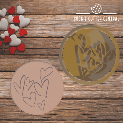 Heart Pattern Embosser and Cutter Set - 6.5cm Round
