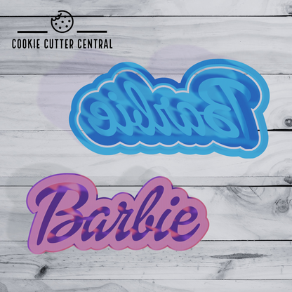 Barbie Logo Cookie Cutter and Embosser - 9.7cm x 4.3cm