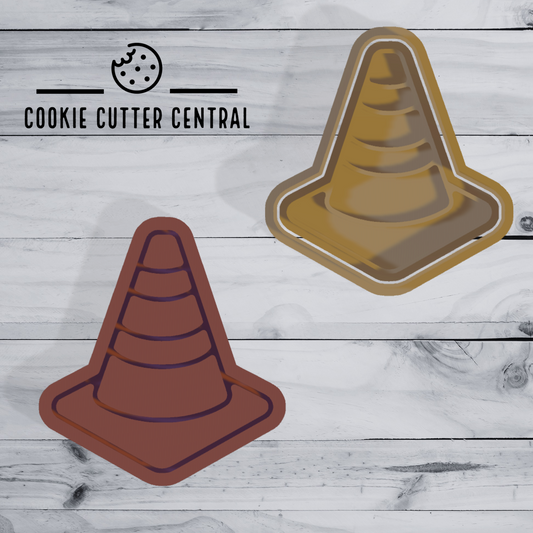 Traffic Cone Cookie Cutter and Embosser - 8.3cm x 7.6cm