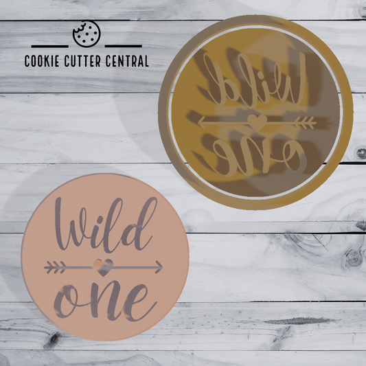 Wild One (Design 1) Cookie Cutter and Embosser - 6.5cm Round